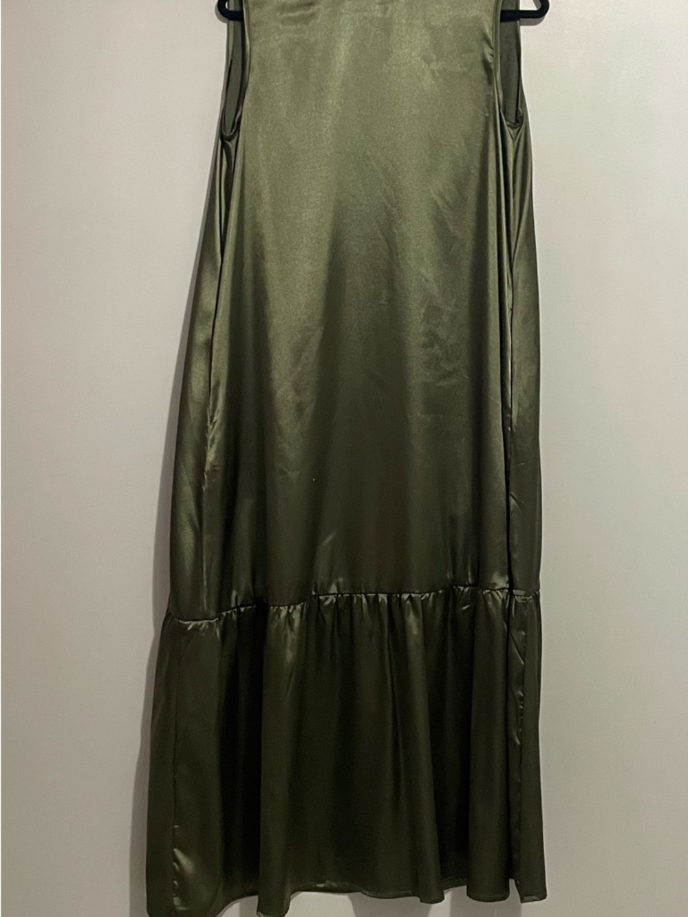 Satin Olive Green Maxi Dress